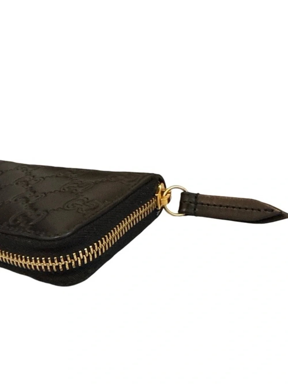 Gucci Black Leather Card Case with Embossed Logo Guccissima